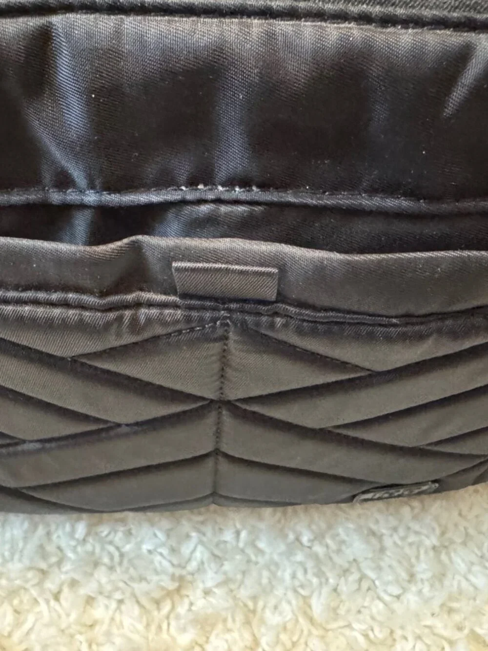 Lug Flare Crossbody Black Quilt Wide Strap Purse Bag Travel Resort Chic